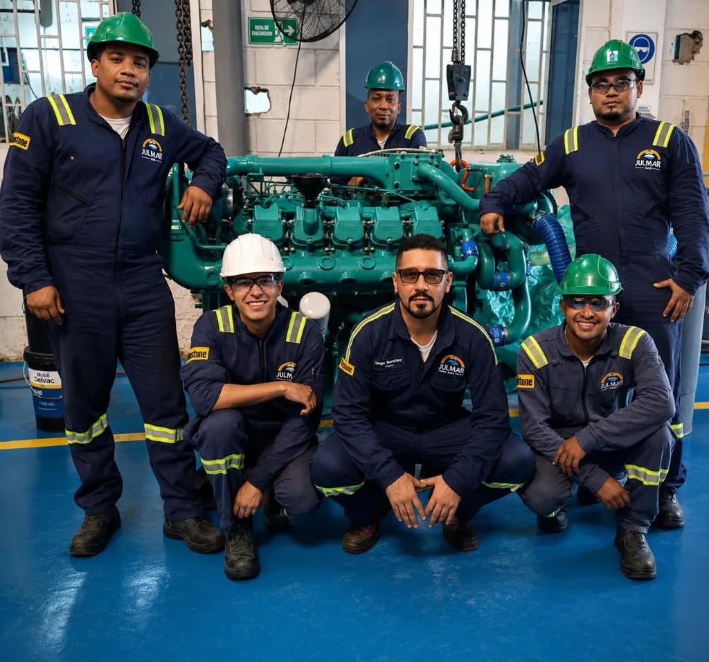 Equipo Julmar S.A.S. junto a Motor Doosan V180 TIM