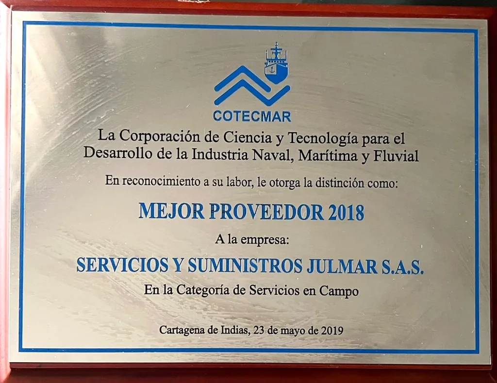 Mejor Proveedor 2018 COTECMAR