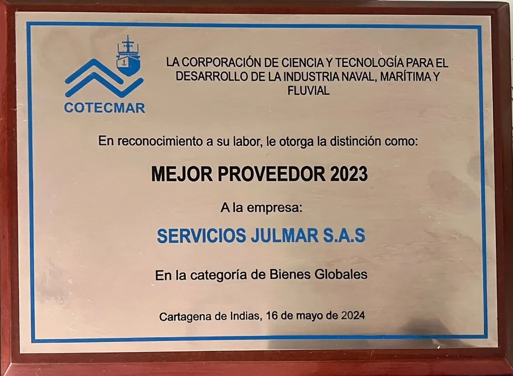 Mejor Proveedor 2023 COTECMAR